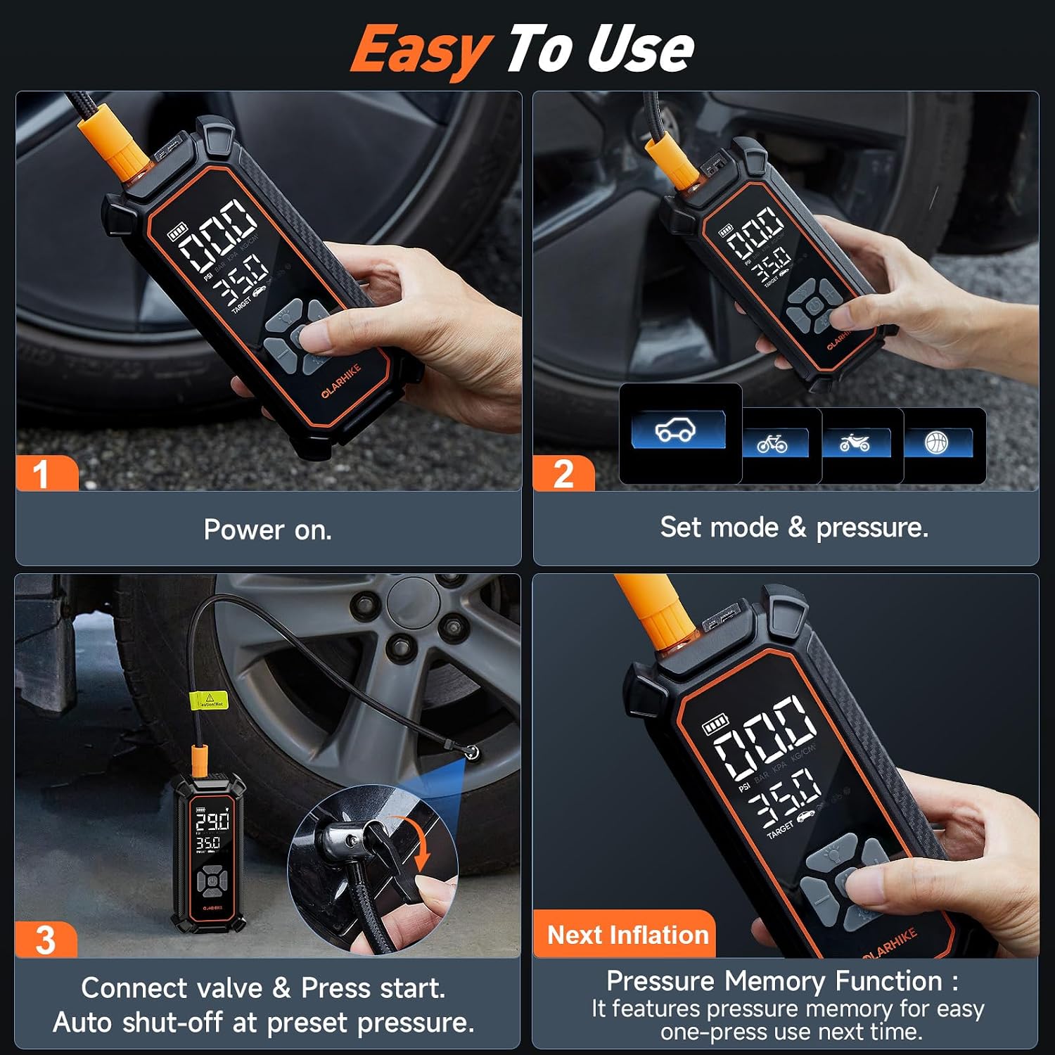 OlarHike Tire Inflator Portable Air Compressor,Dual Power-3*2000mAh &12V DC - Image 11