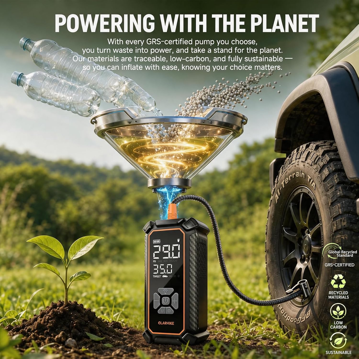 OlarHike Tire Inflator Portable Air Compressor,Dual Power-3*2000mAh &12V DC - Image 8