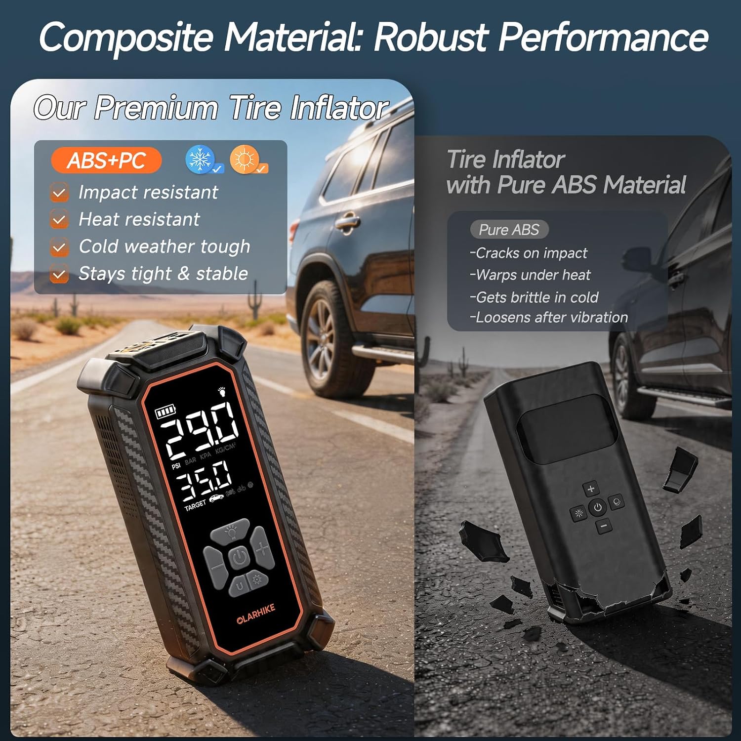 OlarHike Tire Inflator Portable Air Compressor,Dual Power-3*2000mAh &12V DC - Image 9