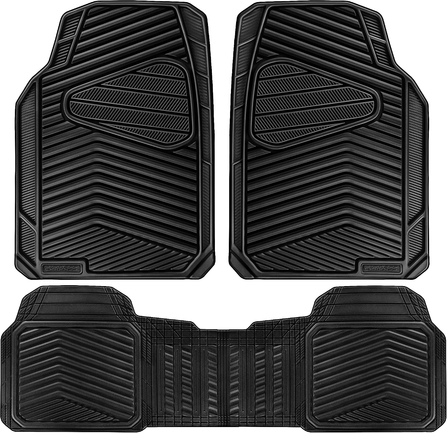 CAR PASS Rubber Car Mats, Waterproof Car Floor Mats All Weather,Car Mat Full Set 3 Piece, Automotive Floor Mat Trim to Fit for Cars Sedans SUVs Trucks, Anti-Slip Easy Clean, All Black - Image 9